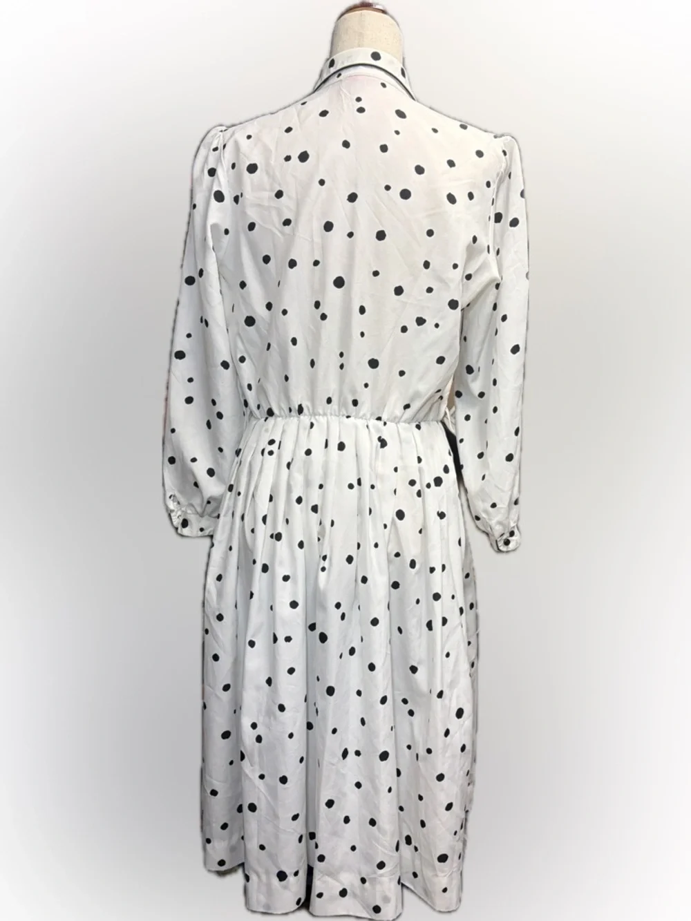 VTG Henry Lee Petites Polka Dot Midi Dress Small 80s‎ Mod Office Siren Preppy
